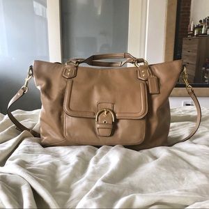 Coach Campbell Leather Satchel (Beige, F24688)